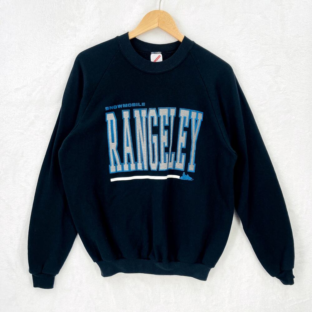 Vintage Rangeley Snowmobile Sweatshirt Adult XL Black Jerzees USA Made